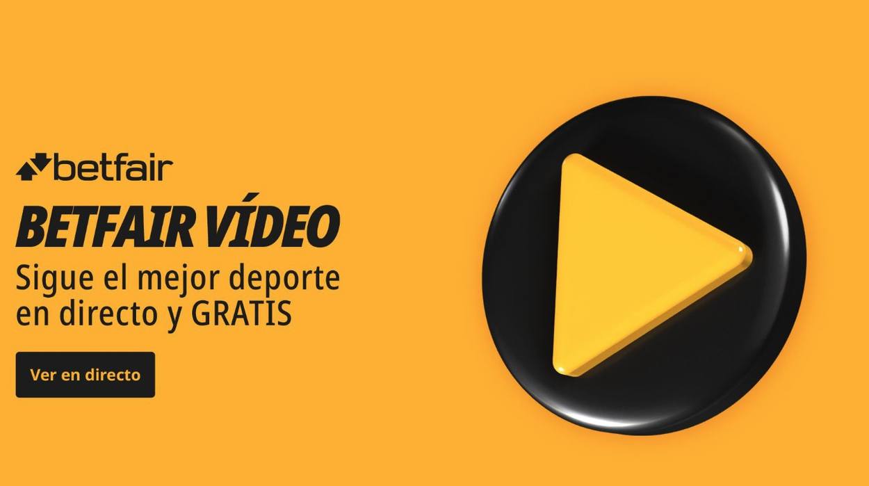 Betfair Vídeo website banner with a 3D play button