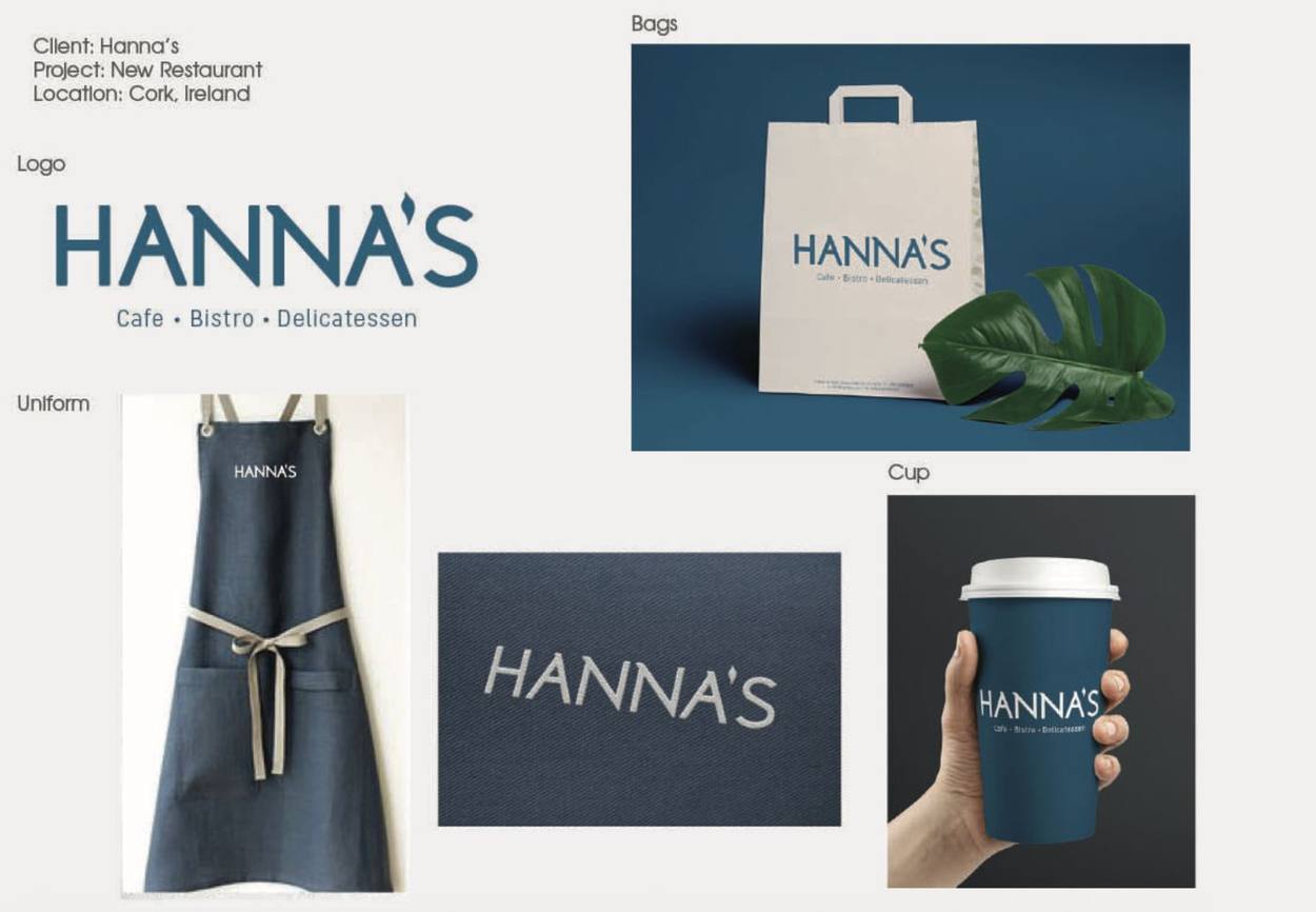 Hanna’s logo, uniform, bags and cup