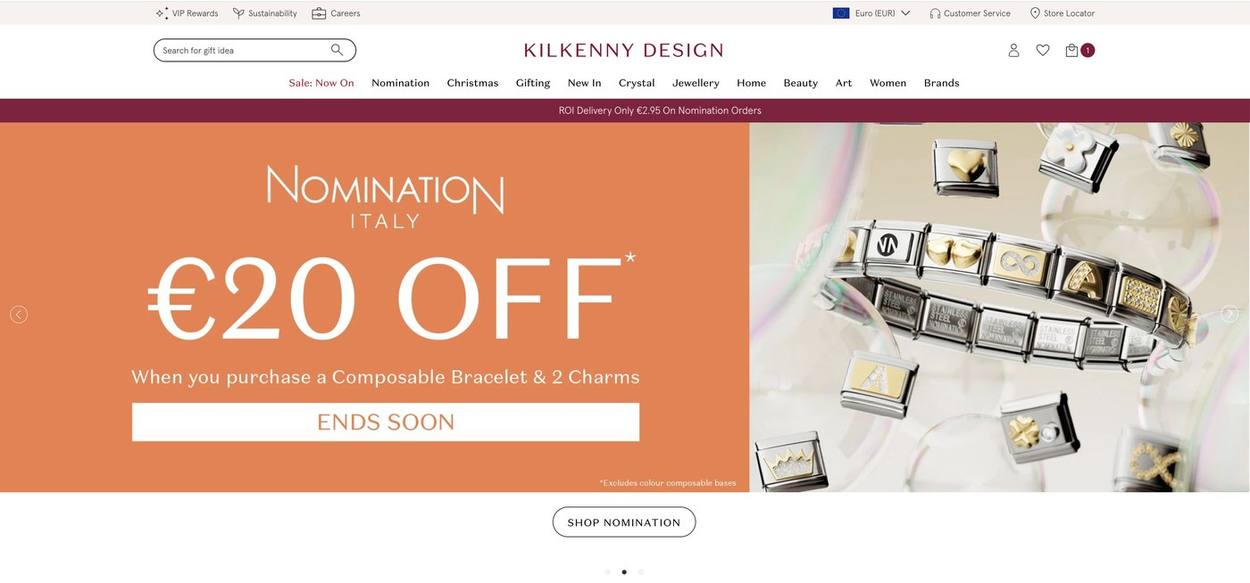 Kilkenny Design home page with hero carousel and navigation