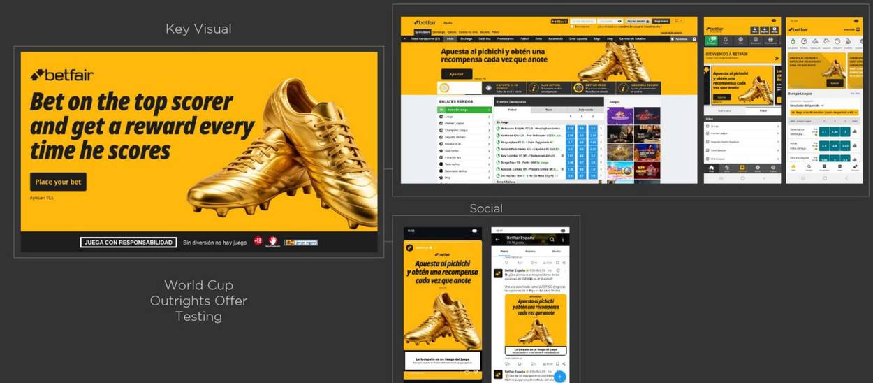 Spain top scorer key visual with desktop, mobile and social executions